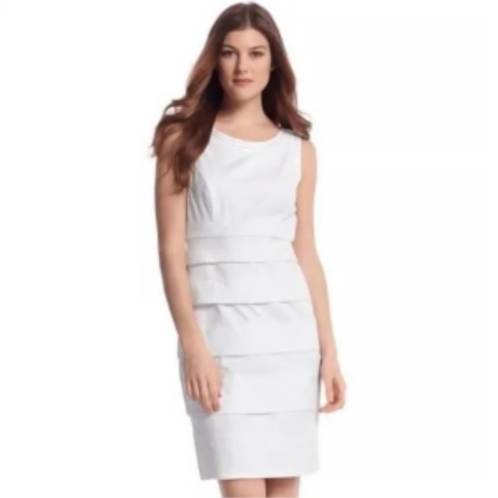 White House Black‎ Market Cotton Sateen Diamond Jacquard Sheath Dress Size 2 NEW